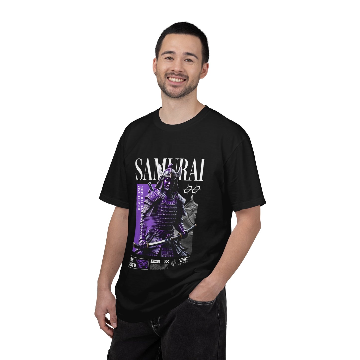Samurai Graphic T-Shirt — Vintage Armor Design with 'SAMURAI' Text