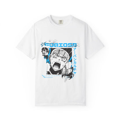 Anime Graphic T-Shirt — 'FURIOSA' Cyberpunk Manga Design