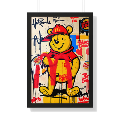 Winnie Burger Pop Art Framed Poster — Street Art Bear Wall Decor