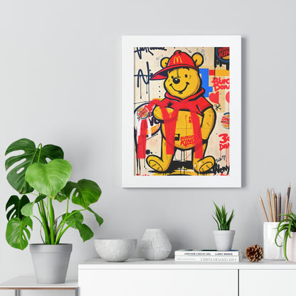 Winnie Burger Pop Art Framed Poster — Street Art Bear Wall Decor