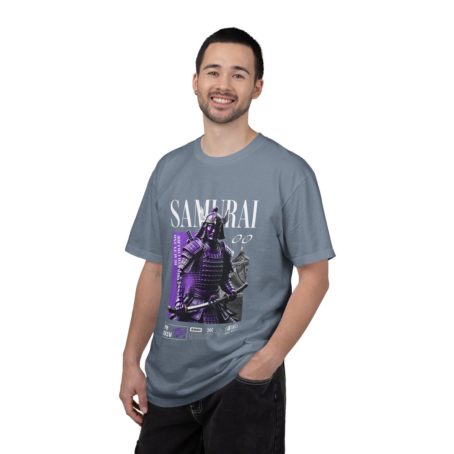 Samurai Graphic T-Shirt — Vintage Armor Design with 'SAMURAI' Text