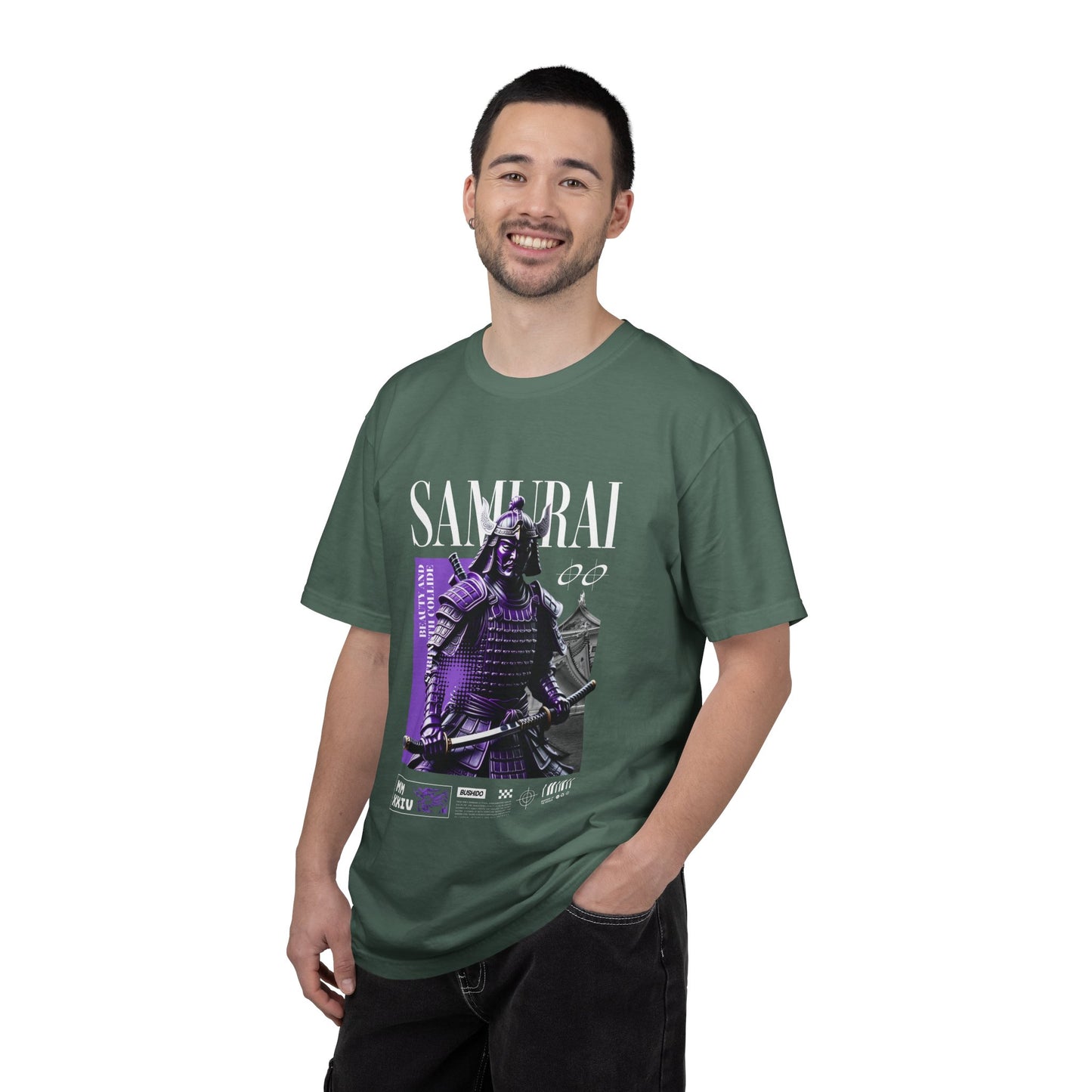 Samurai Graphic T-Shirt — Vintage Armor Design with 'SAMURAI' Text