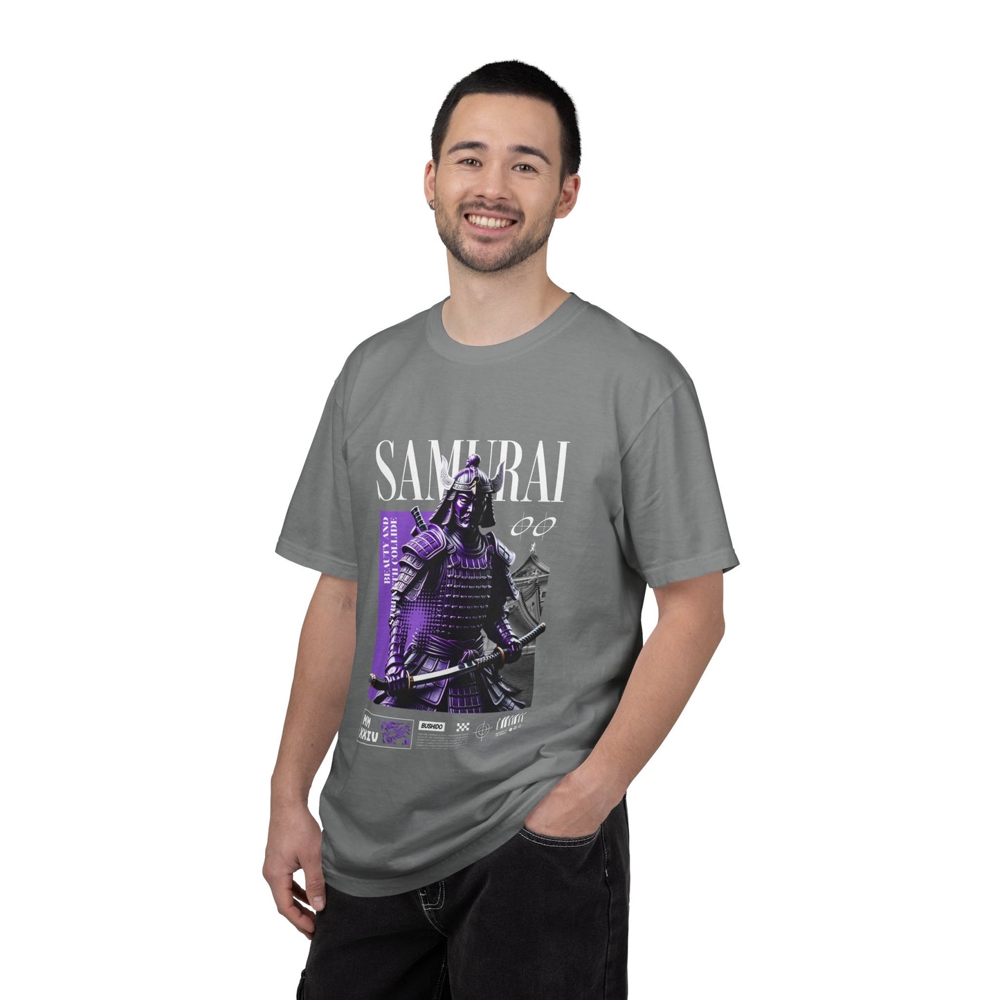 Samurai Graphic T-Shirt — Vintage Armor Design with 'SAMURAI' Text