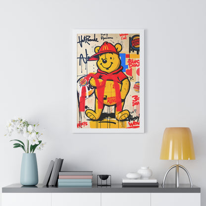 Winnie Burger Pop Art Framed Poster — Street Art Bear Wall Decor