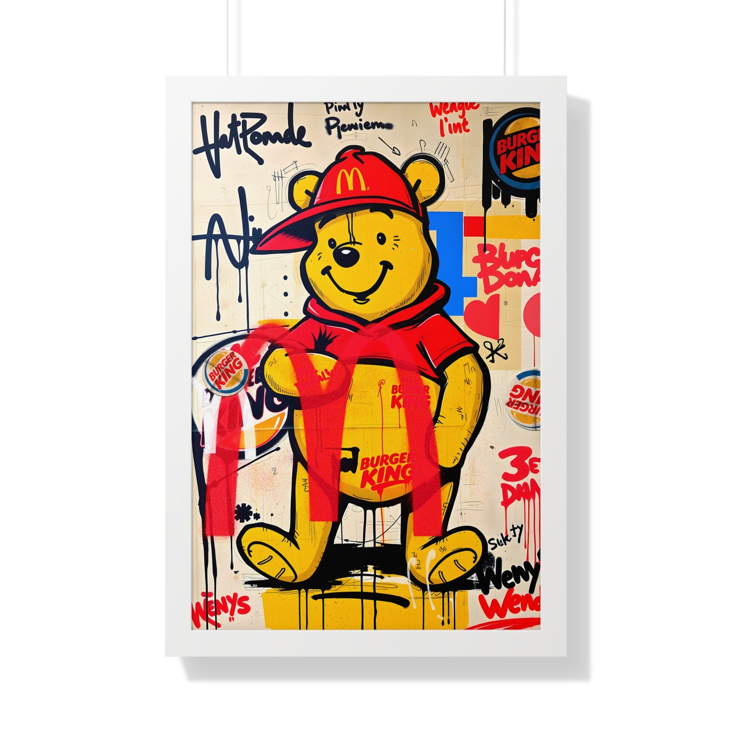 Winnie Burger Pop Art Framed Poster — Street Art Bear Wall Decor