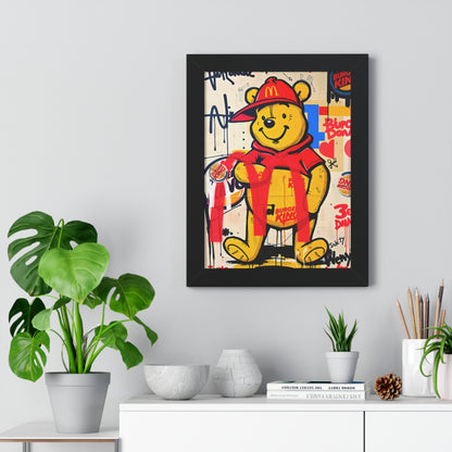 Winnie Burger Pop Art Framed Poster — Street Art Bear Wall Decor